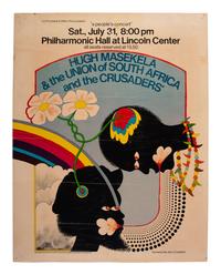 [MUSIC]. A group of 3 posters promoting performances by jazz musicians, incl. Ella Fitzgerald, Dizzy Gillespie, and Hugh Masekela.