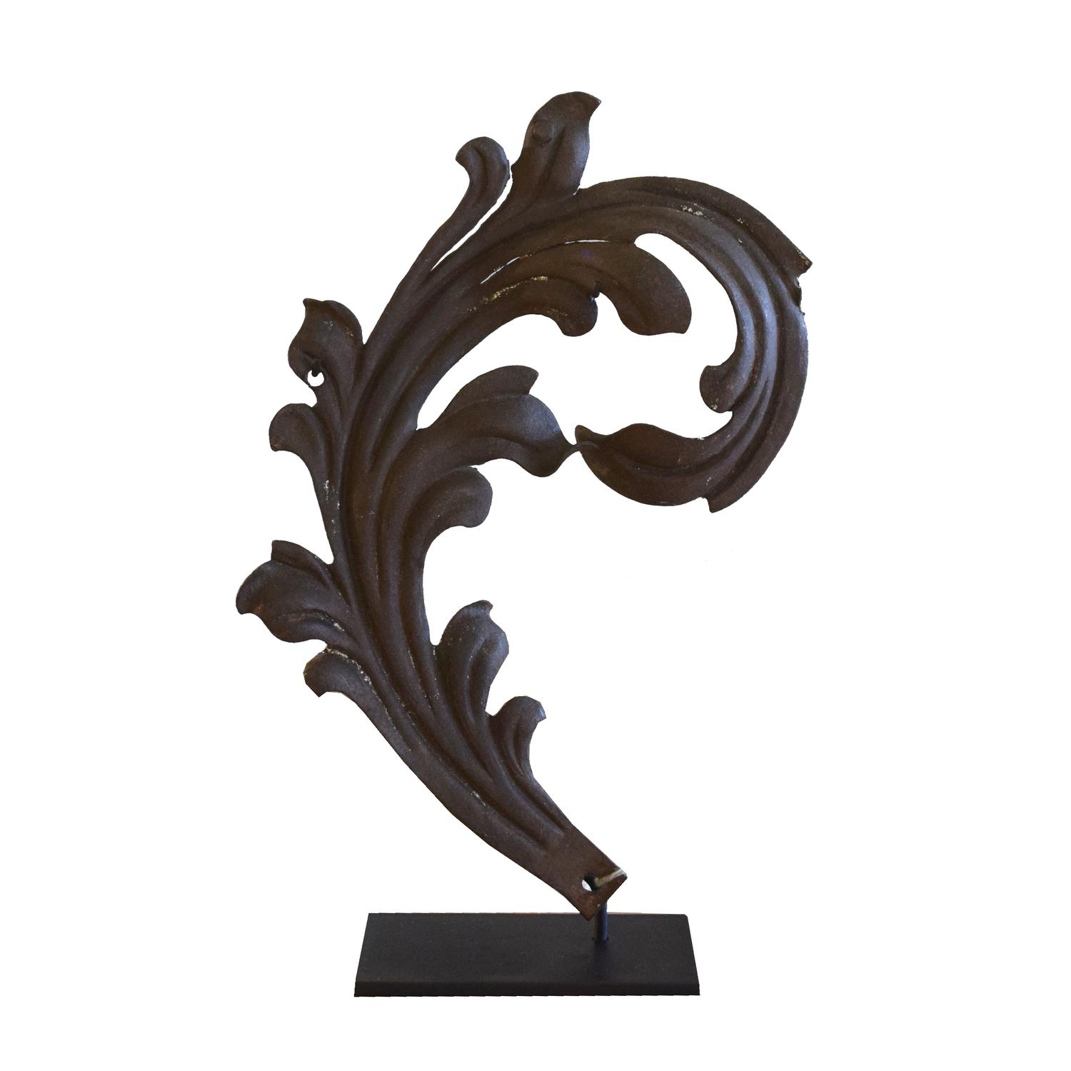 A Wrought Iron Leaf Fragment from the Estate of Jose Thenee 8" W x 2.5" D x 13" H — Argentina, 20th Century