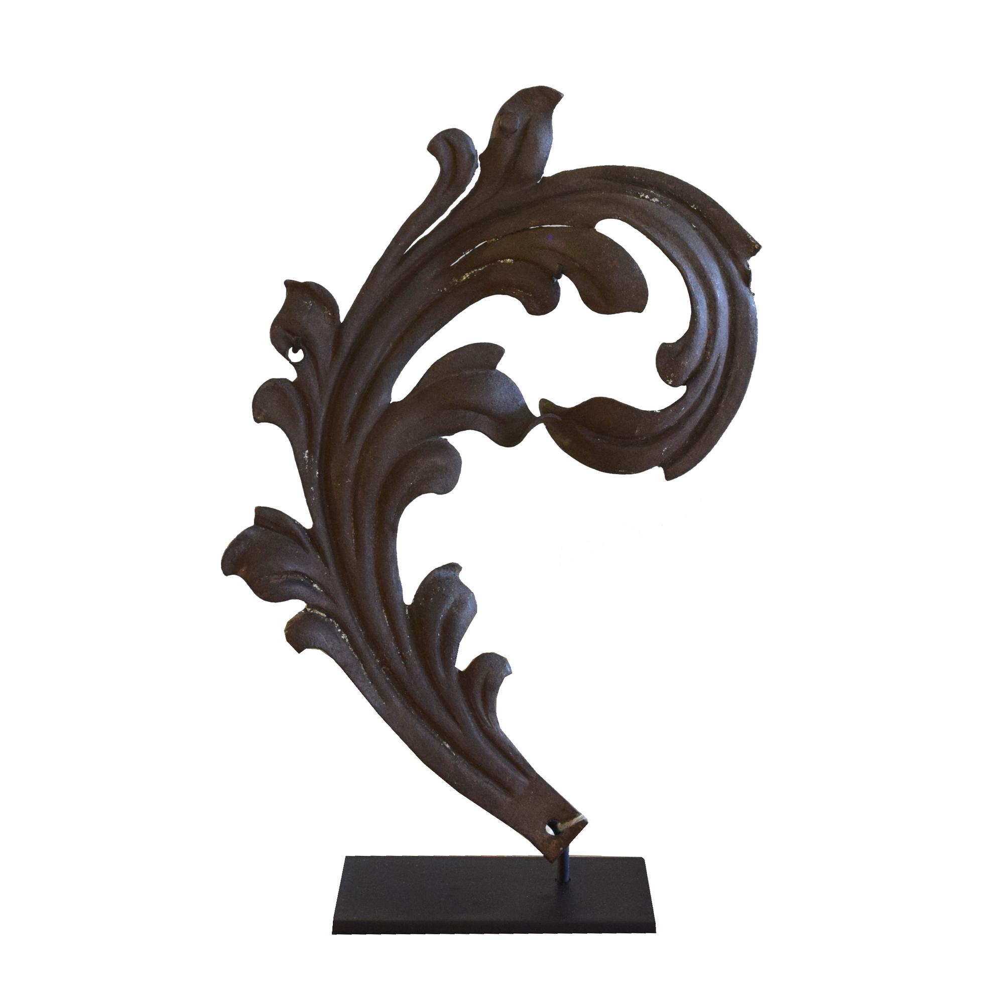 A Wrought Iron Leaf Fragment from the Estate of Jose Thenee 8" W x 2.5" D x 13" H — Argentina, 20th Century