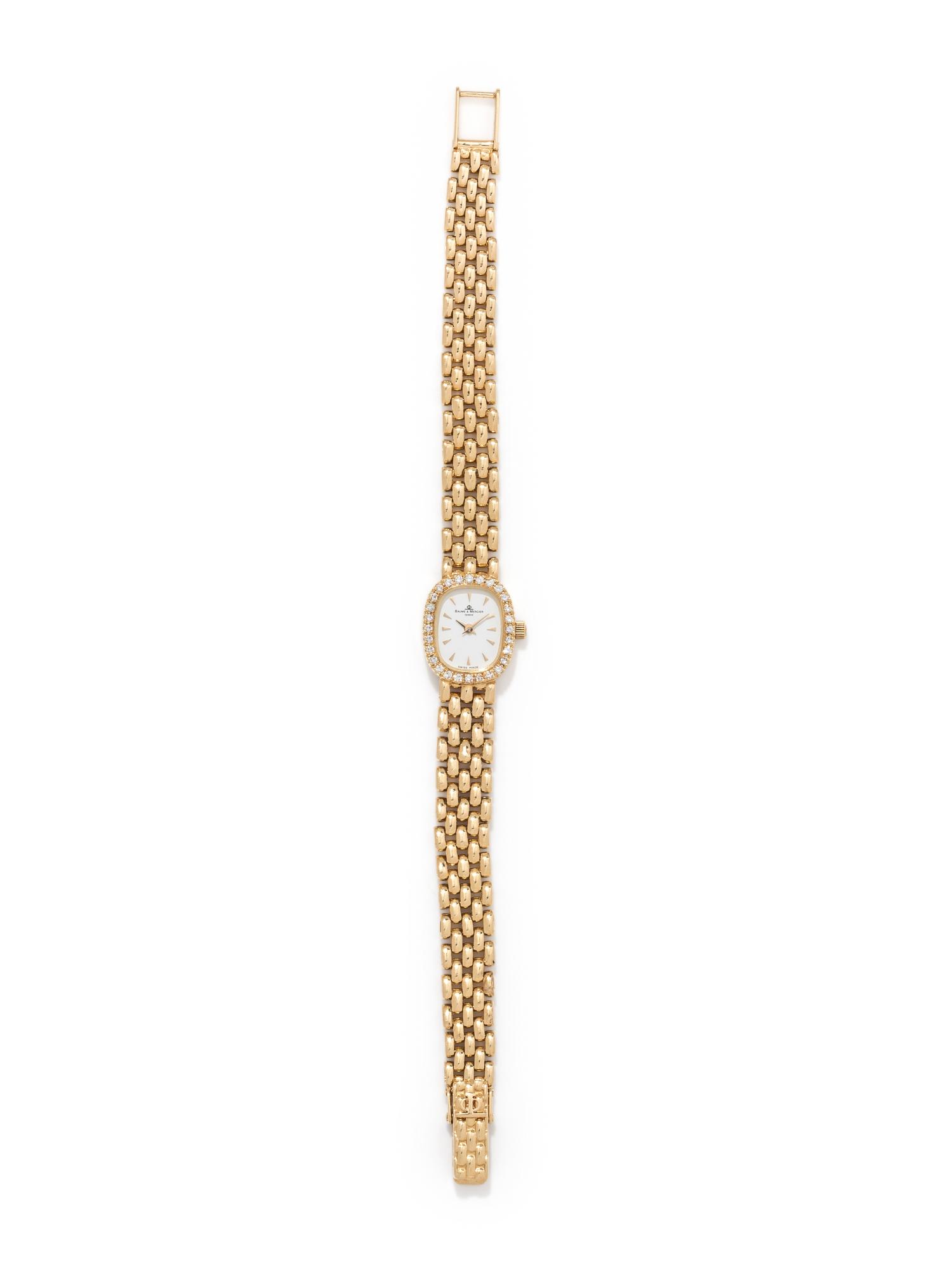 BAUME & MERCIER, 14K YELLOW GOLD AND DIAMOND WRISTWATCH