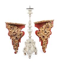 Three Carved and Painted Decorative Articles