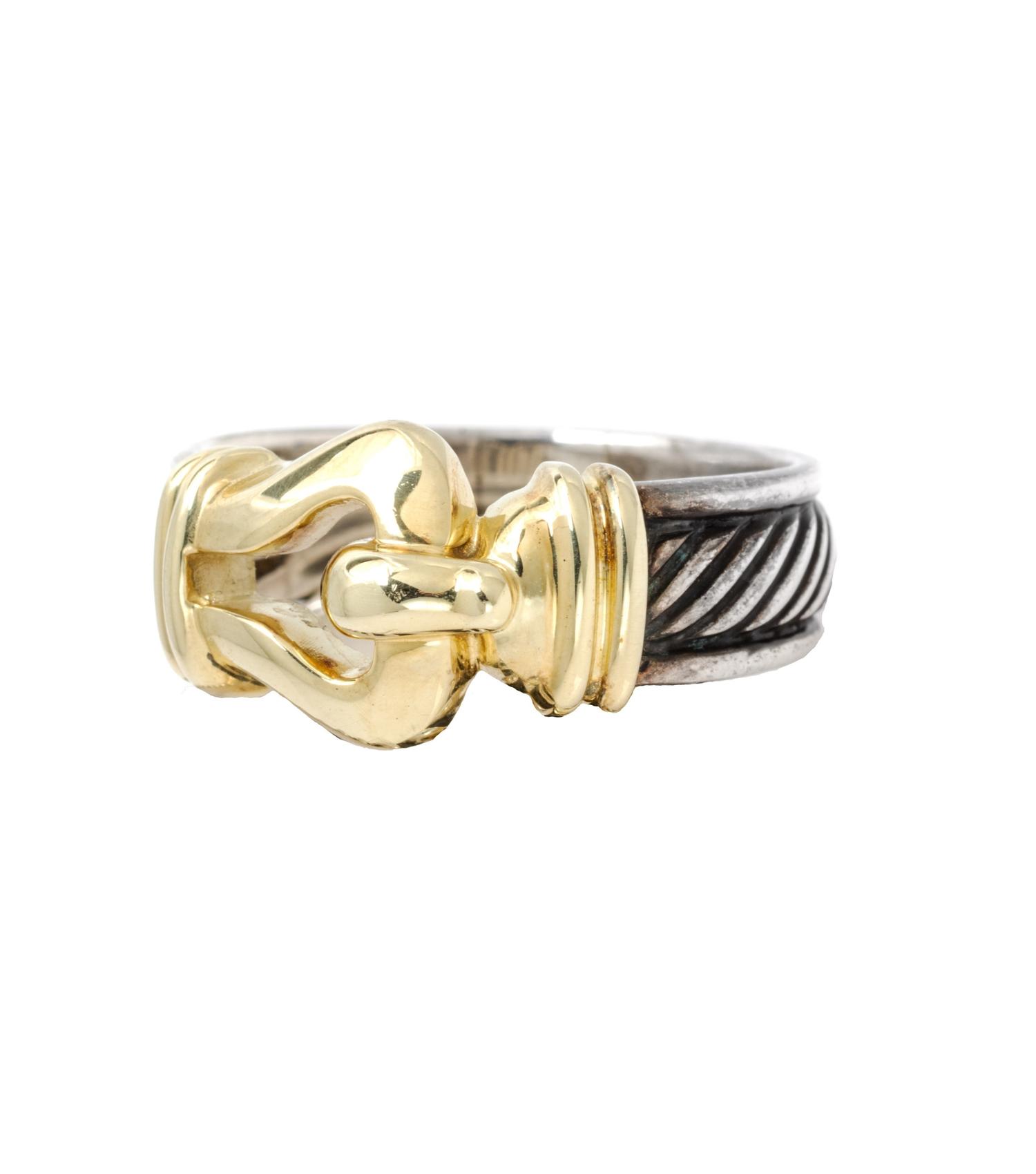 A Sterling Silver and 14 Karat Yellow Gold Ring, David Yurman, 5.80 dwts.
