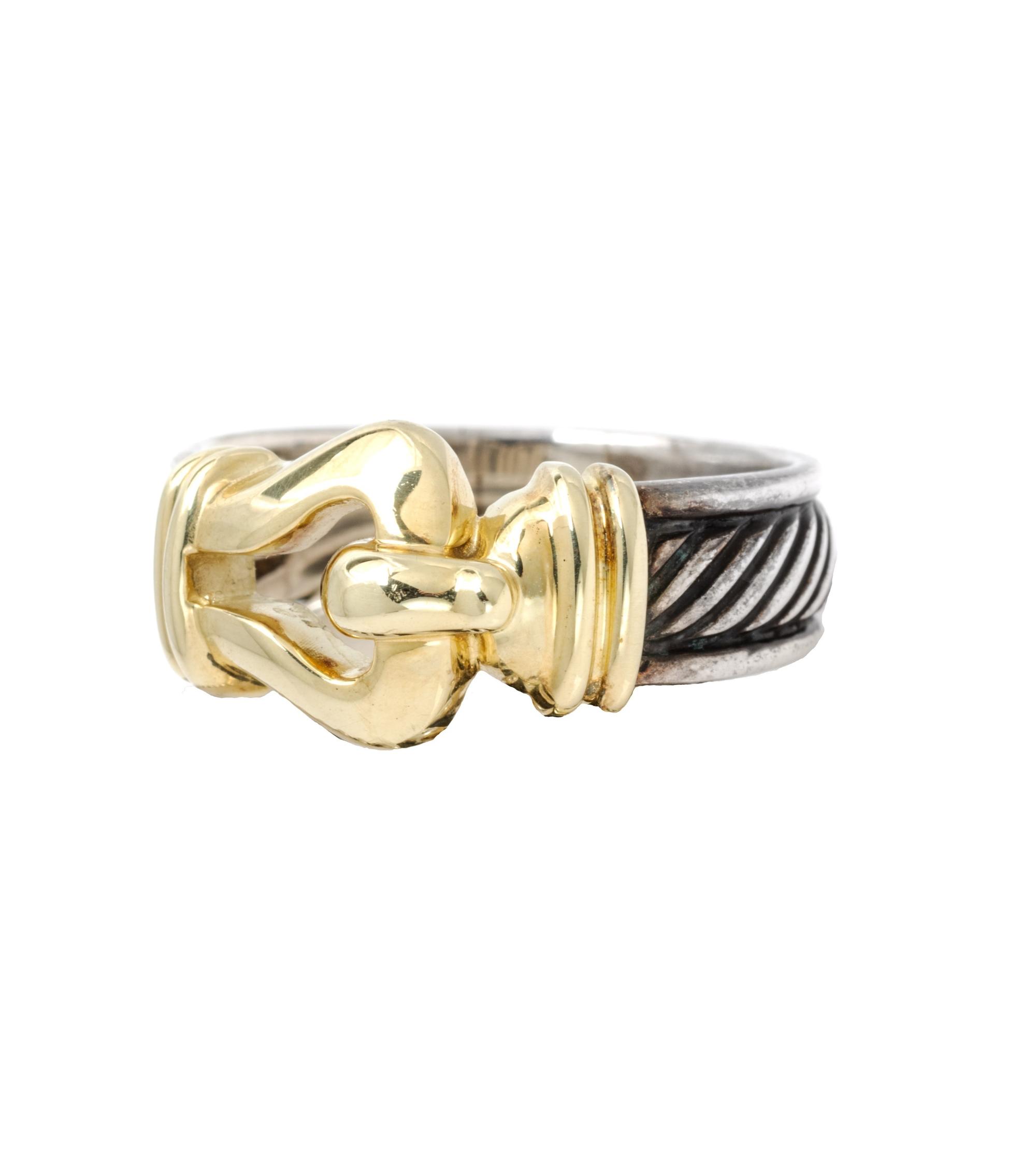 A Sterling Silver and 14 Karat Yellow Gold Ring, David Yurman, 5.80 dwts.