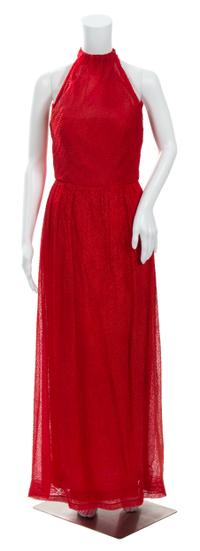 A Givenchy Red Silk Halter Gown No size.