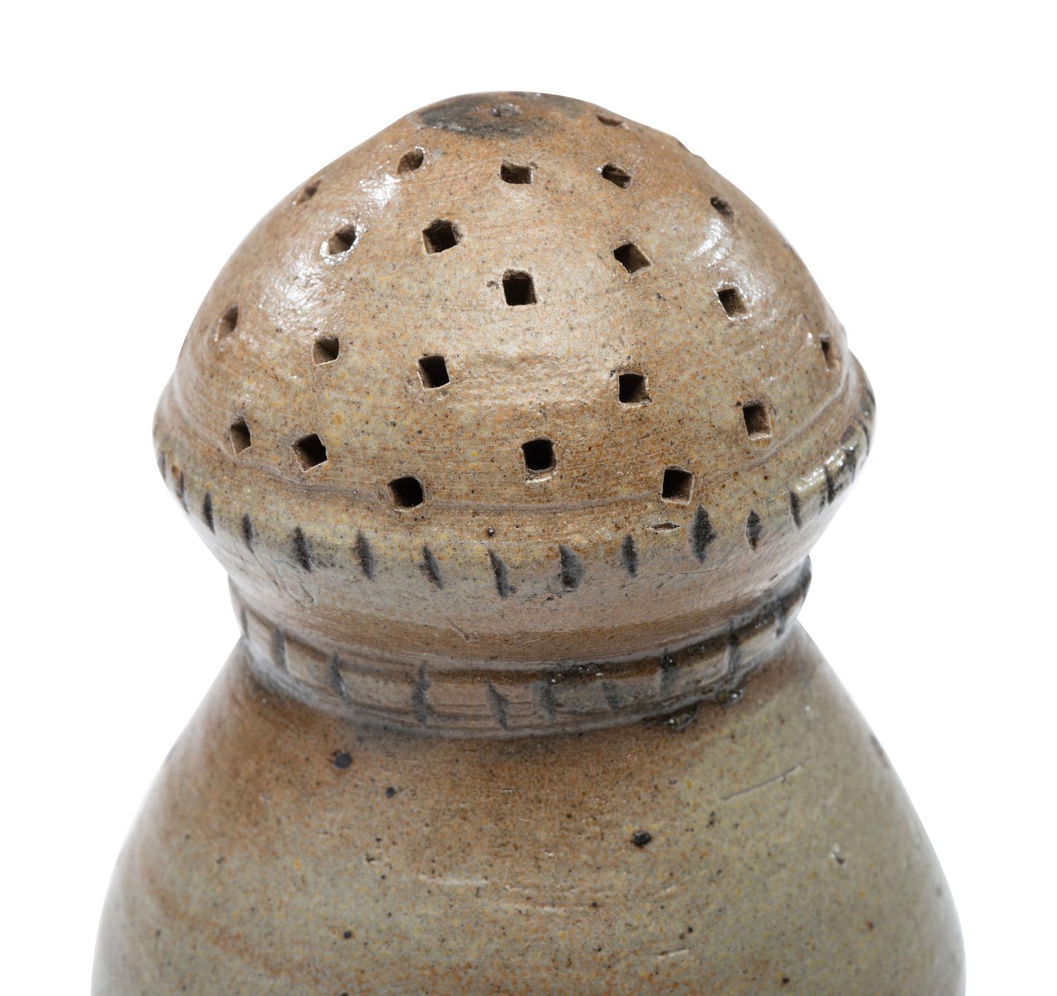 A Very Rare Stoneware Salt or Muffineer