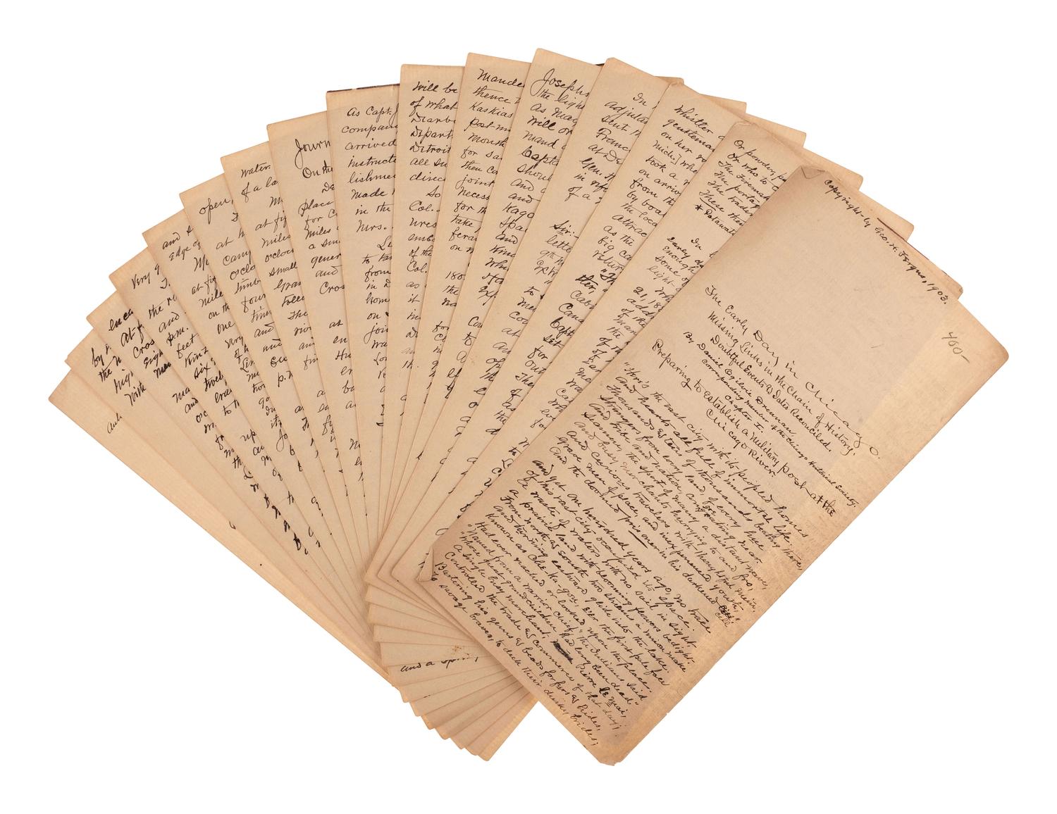[CHICAGO] -- [FORT DEARBORN]. A group of documents and ephemera related to soldiers and civilians associated with Fort Dearborn, including: