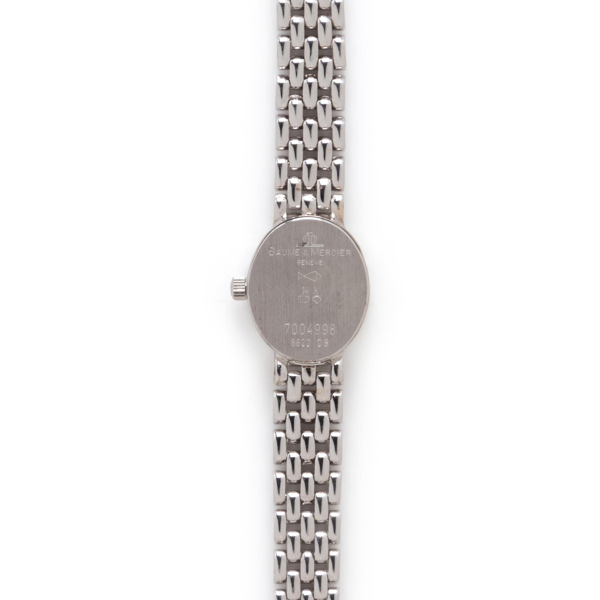 BAUME & MERCIER FOR TIFFANY & CO., 14K WHITE GOLD AND DIAMOND WATCH