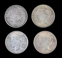 Four U.S. Silver Dollar Coins