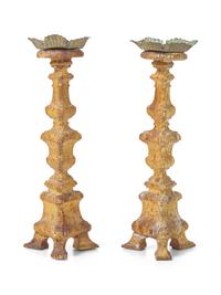 A Pair of Continental Giltwood Pricket Sticks