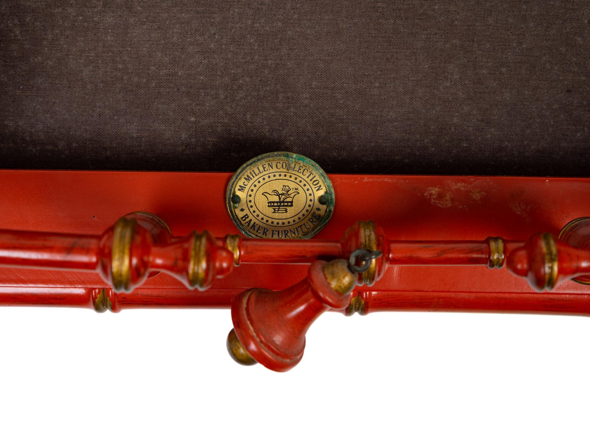 A Pair of Chinoiserie Style Red Lacquered Stools — BAKER, 20TH CENTURY