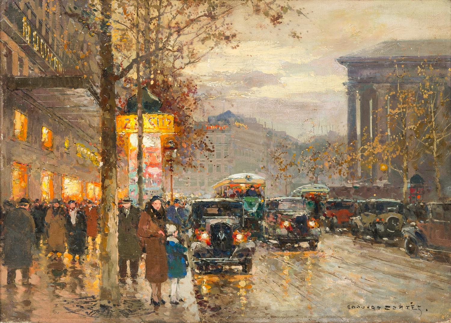 Edouard Léon Cortès, (French, 1882-1969), Le Boulevard de la Madeleine