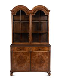 A William and Mary Style Walnut and Marquetry Bookcase
