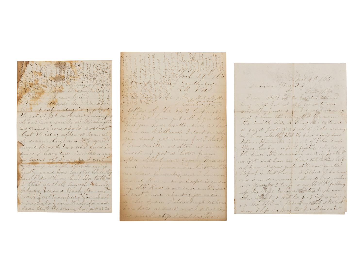 [CIVIL WAR]. Famed 20th Maine archive incl. letters and partial diary featuring Gettysburg content.