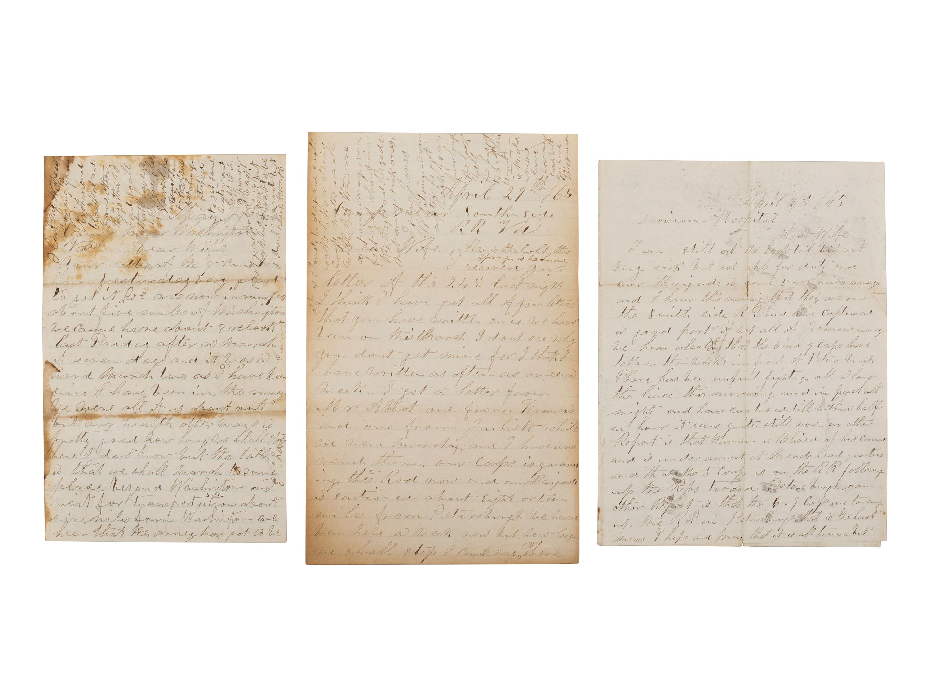 [CIVIL WAR]. Famed 20th Maine archive incl. letters and partial diary featuring Gettysburg content.