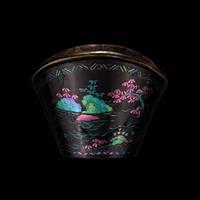 A Set of Six Mother-of-Pearl Inlaid Black Lacquer Ingot-Form Cups