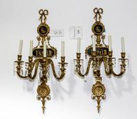 A Pair of Neoclassical Gilt Bronze Four Light Sconces Height 36 1/2 inches. — 20TH CENTURY