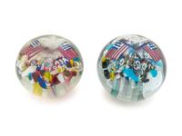 Two Large American Commemorative Glass Paperweights