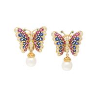 TIFFANY & CO., MULTIGEM AND CULTURED PEARL BUTTERFLY EARRINGS