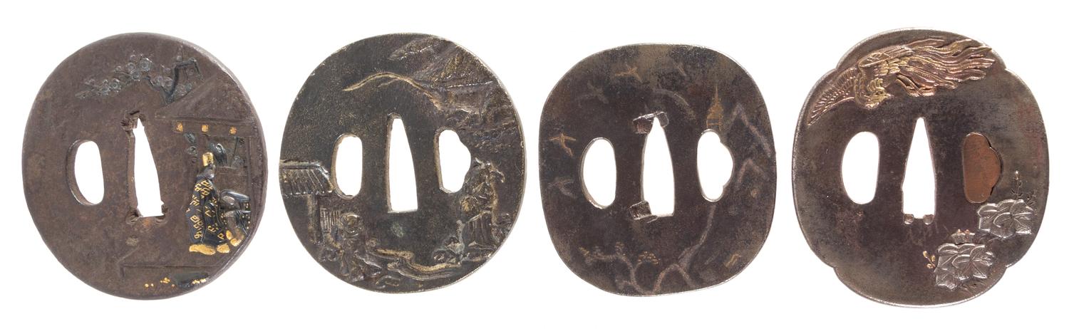 Four Iron Tsubas Height of largest 2 7/8 inches.