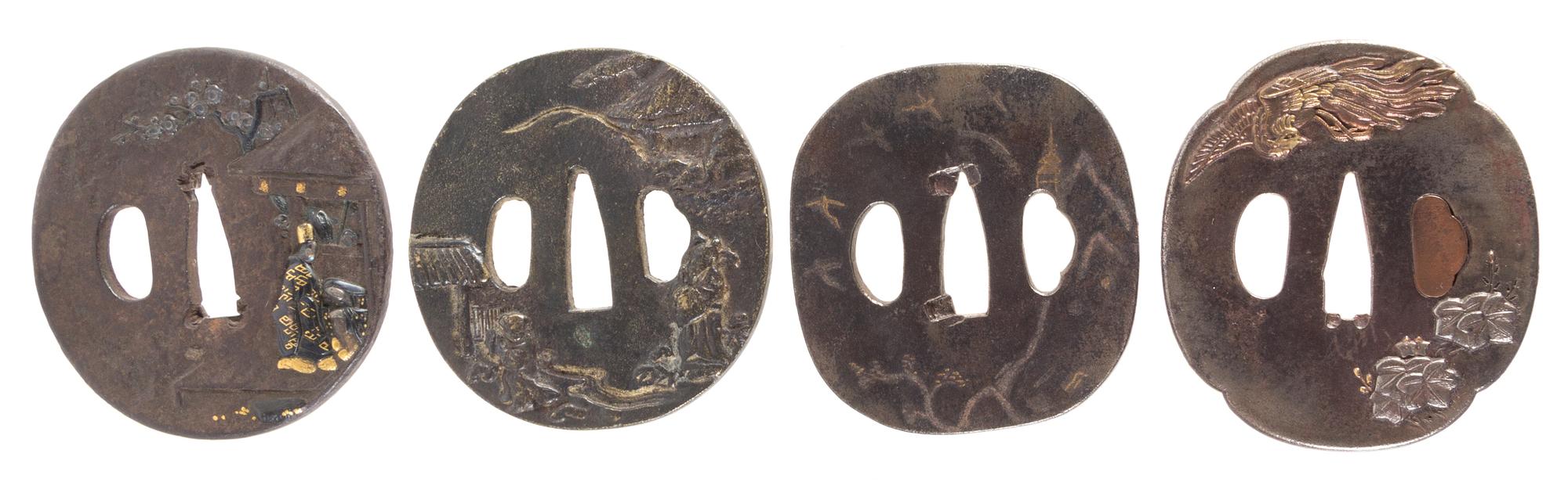 Four Iron Tsubas Height of largest 2 7/8 inches.