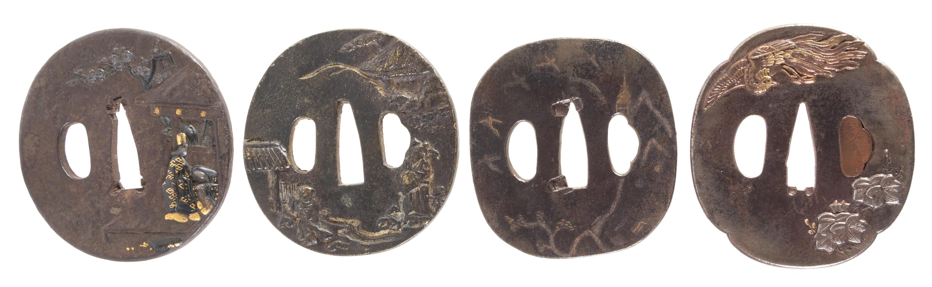 Four Iron Tsubas Height of largest 2 7/8 inches.