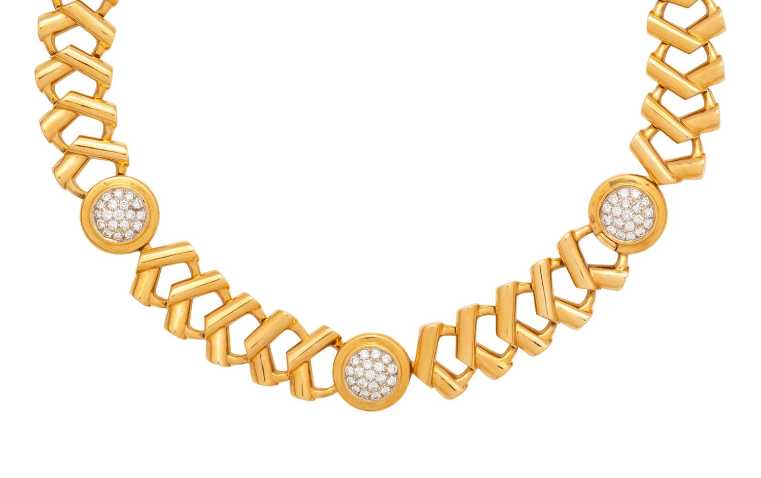 SUSAN BERMAN, CONVERTIBLE YELLOW GOLD AND DIAMOND NECKLACE