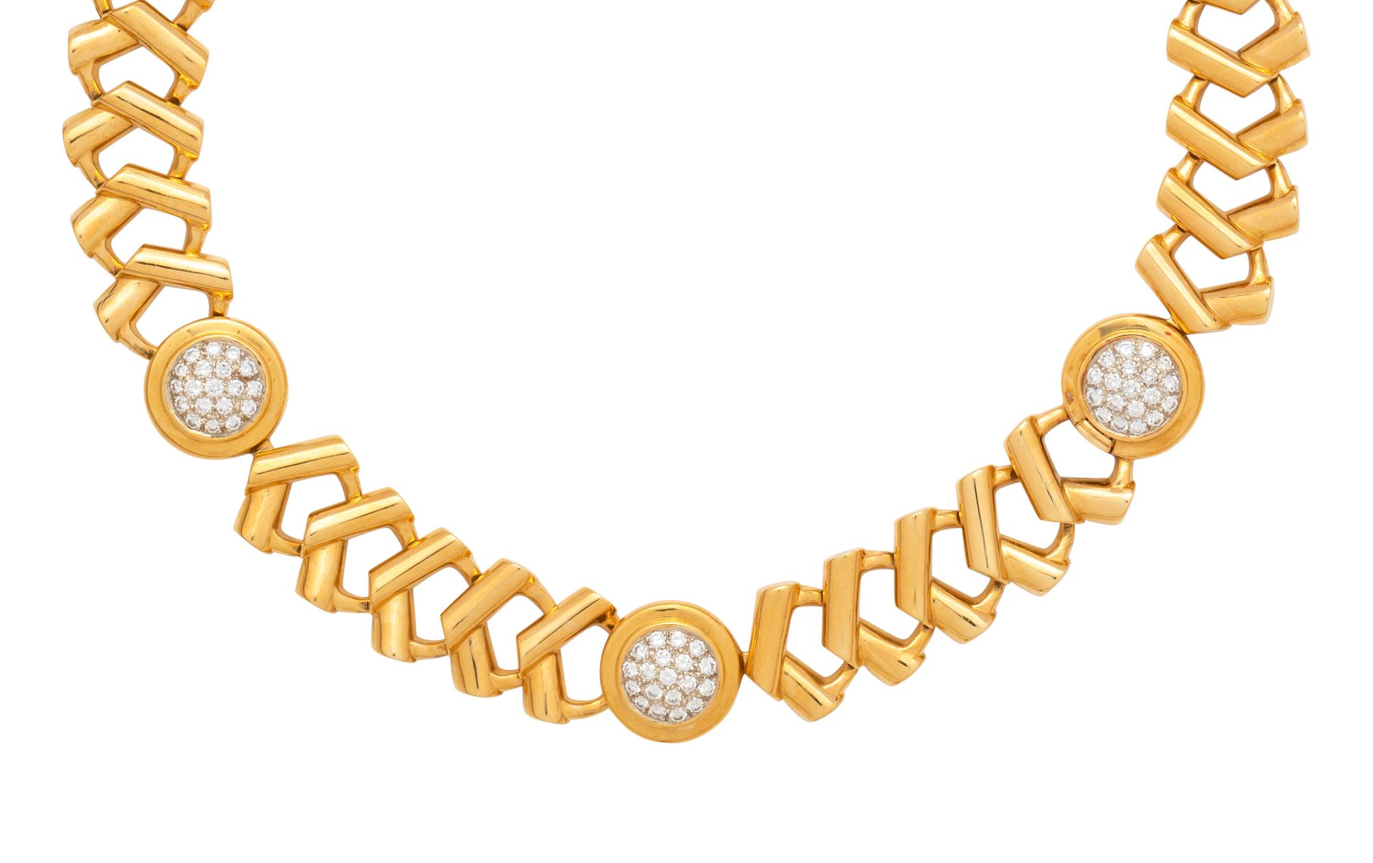 SUSAN BERMAN, CONVERTIBLE YELLOW GOLD AND DIAMOND NECKLACE