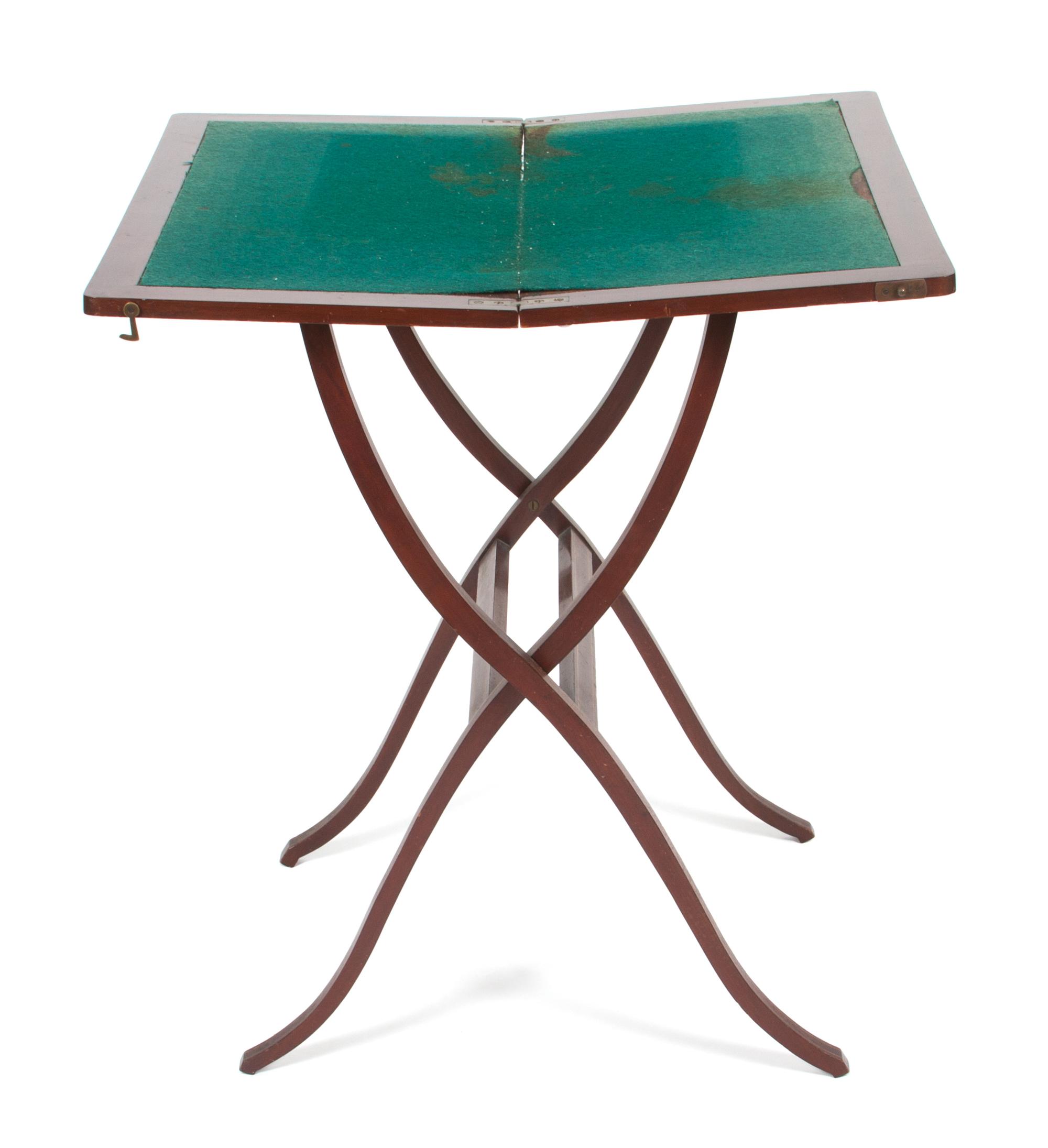 A Georgian Style Mahogany Coaching Table Height 38 1/2 inches (closed).