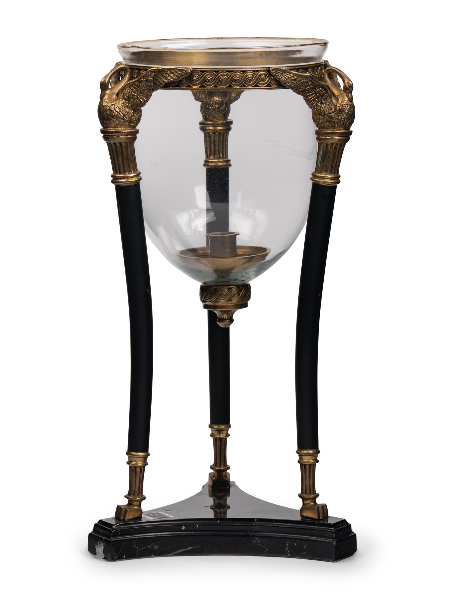 An Empire Style Gilt Bronze and Glass Centerpiece with Marble Base