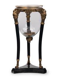 An Empire Style Gilt Bronze and Glass Centerpiece with Marble Base