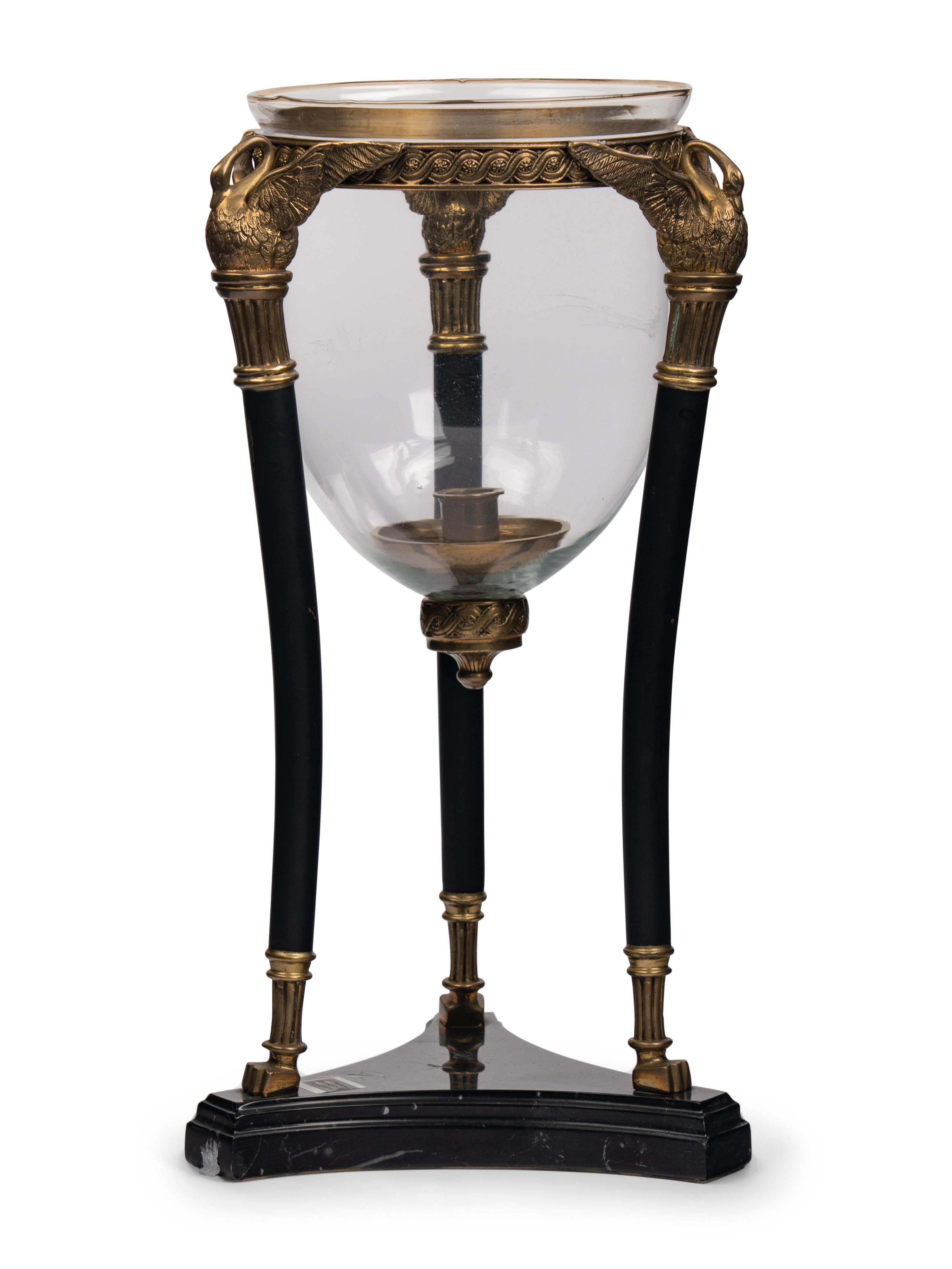 An Empire Style Gilt Bronze and Glass Centerpiece with Marble Base