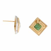 Bicolor Gold and Green Tourmaline Earrings