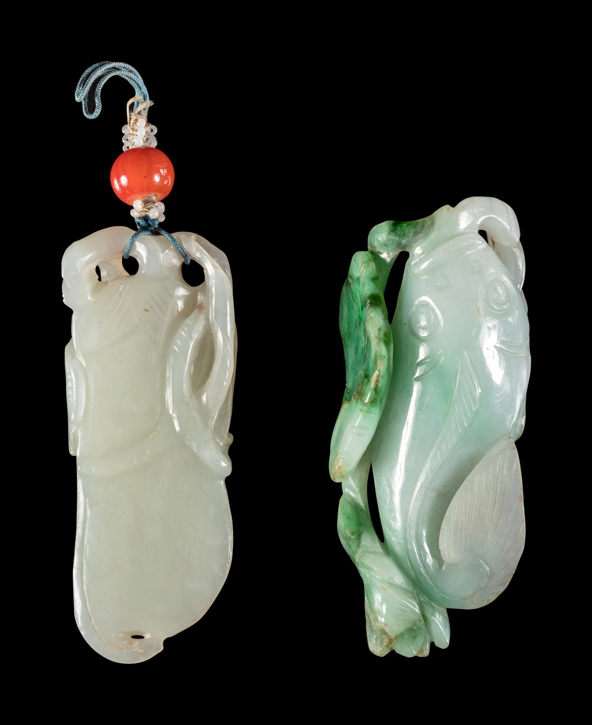 Two Chinese Jade and Jadeite Pendants