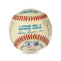 An Original 11 Subject 500 Home Run Club Signed Autograph Baseball With Two Mickey Mantle Signatures (Beckett Authentication Services BAS Certified)