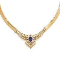 YELLOW GOLD, TANZANITE AND DIAMOND COLLAR NECKLACE