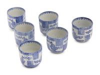 Six Chinese Blue and White Porcelain Teacups