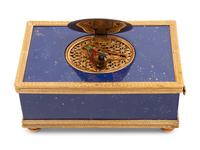 A Swiss Gilt Metal Mounted and Simulated Lapis Lazuli Singing Bird Box