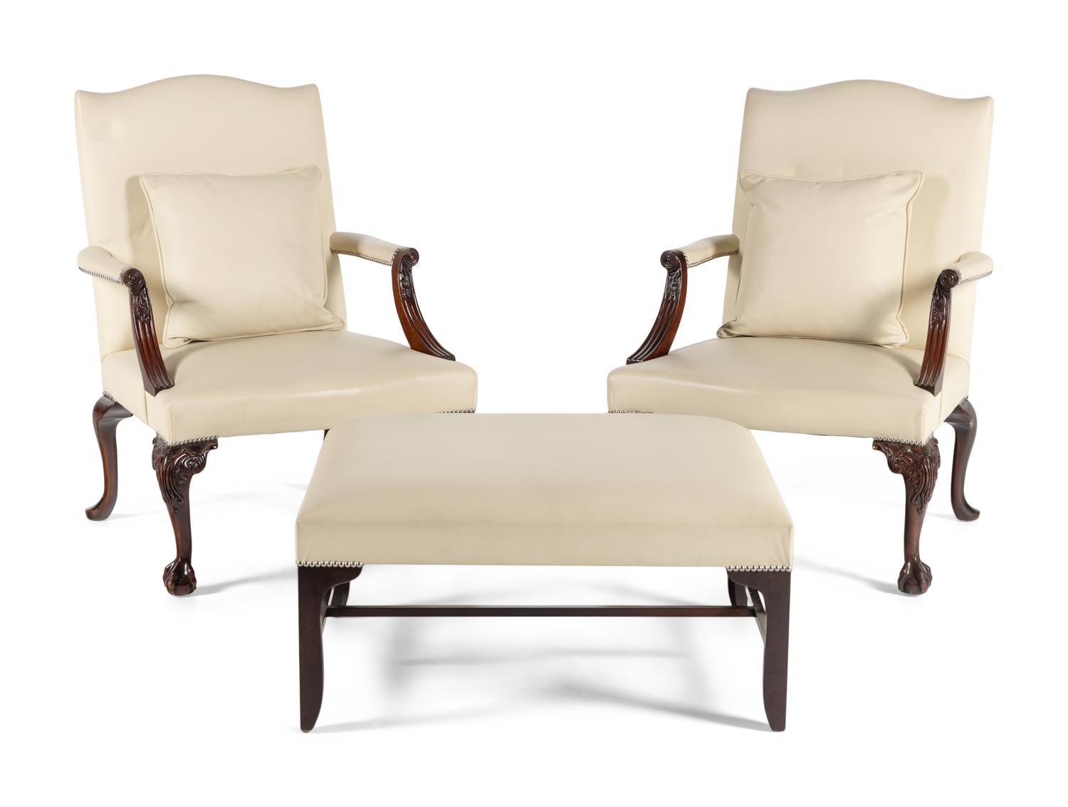 A Pair of George II Style Mahogany Library Chairs