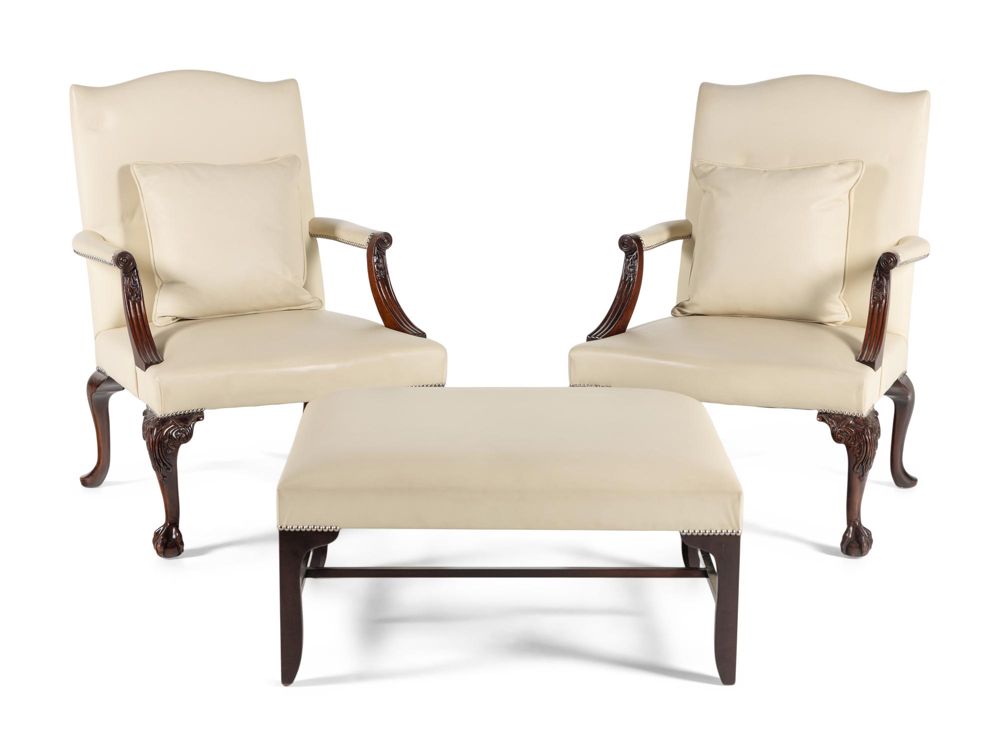 A Pair of George II Style Mahogany Library Chairs