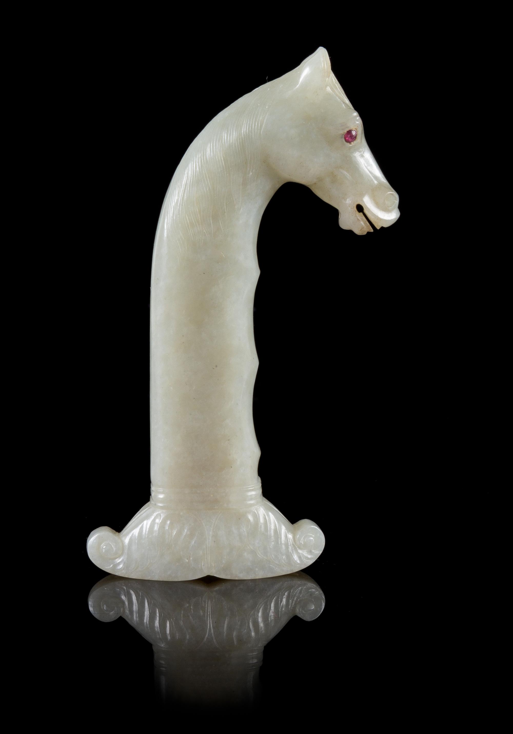 A Mughal Style White Jade Dagger Hilt Height 4 inches.