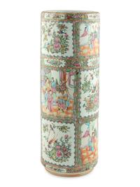 A Chinese Export Rose Medallion Porcelain Umbrella Stand
