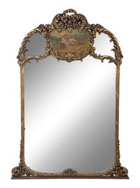 A Louis XV Style Carved, Painted and Parcel-Gilt Trumeau Mirror and Lady's Writing Desk — 20TH CENTURY