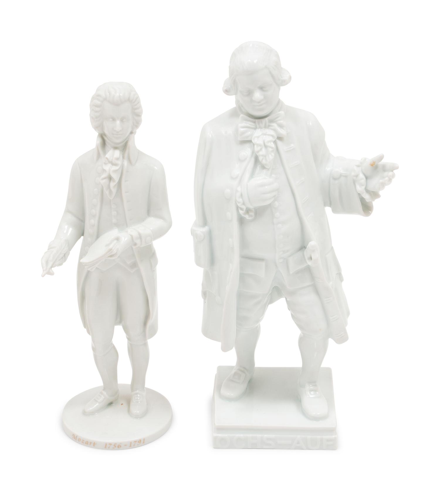 Eight Continental White-Glazed Porcelain Figures