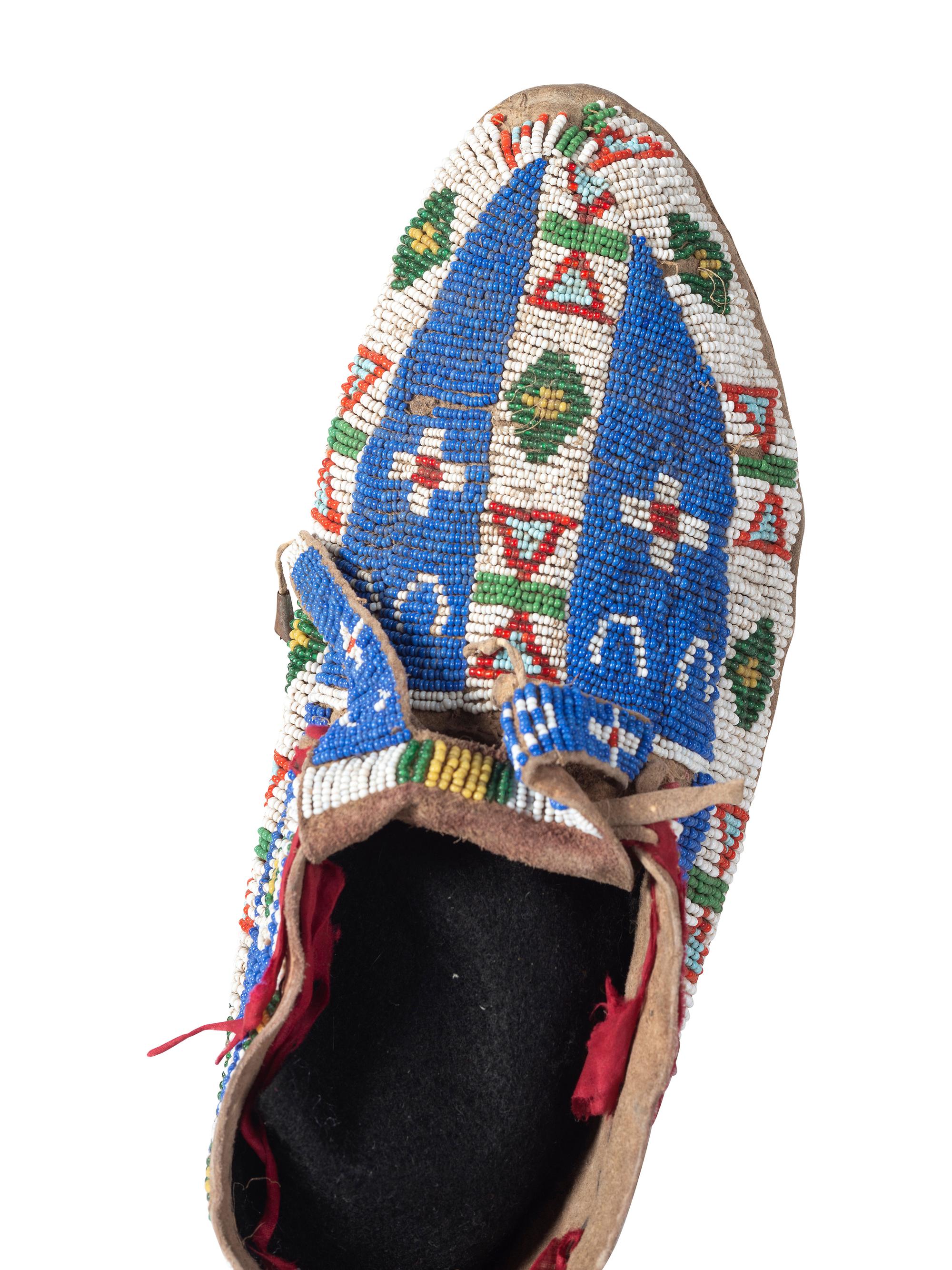 Sioux Beaded Hide Moccasins, with Horse Tracks
