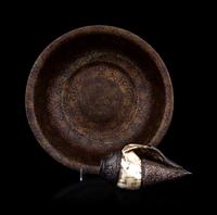 A Chinese Silvered Mounted Conch and A Silvered Metal Inlaid Basin
