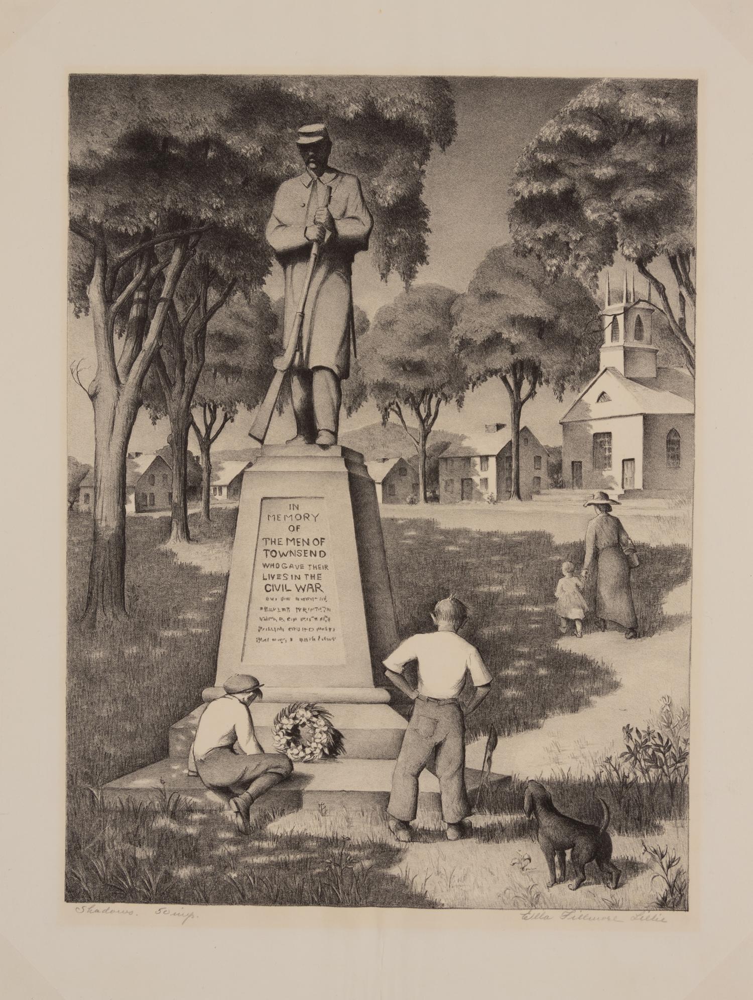 A group of three prints ( Shadows; Stone Wall; Winter Work )