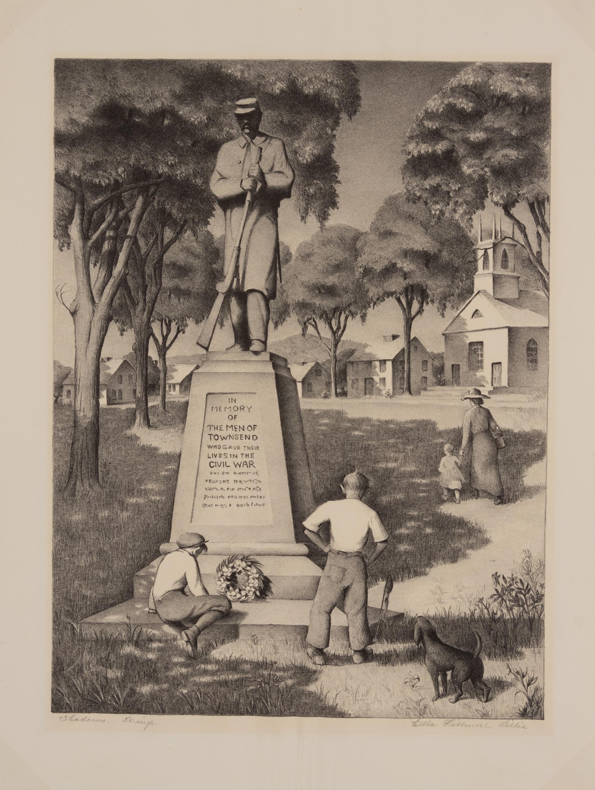 A group of three prints ( Shadows; Stone Wall; Winter Work )