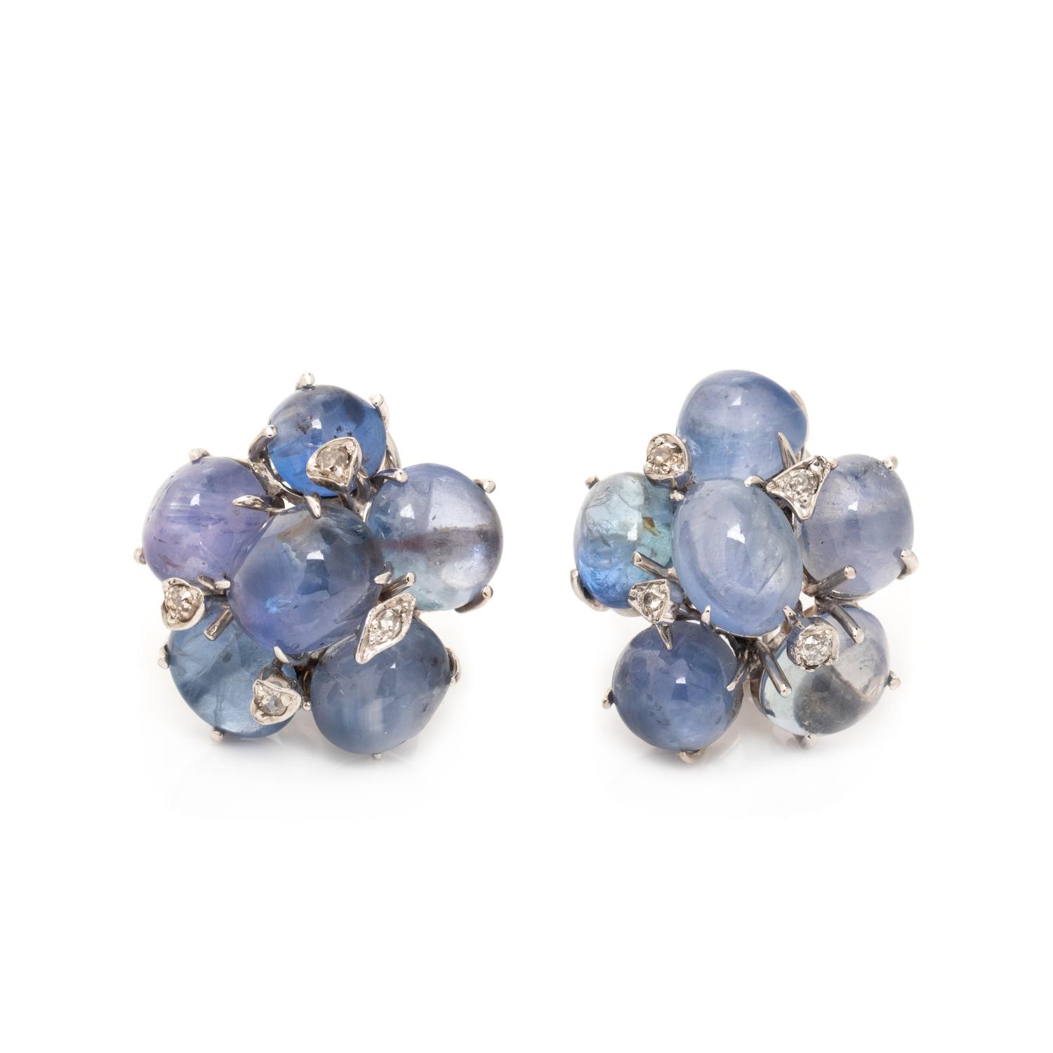 SEAMAN SCHEPPS, SAPPHIRE AND DIAMOND EARRINGS