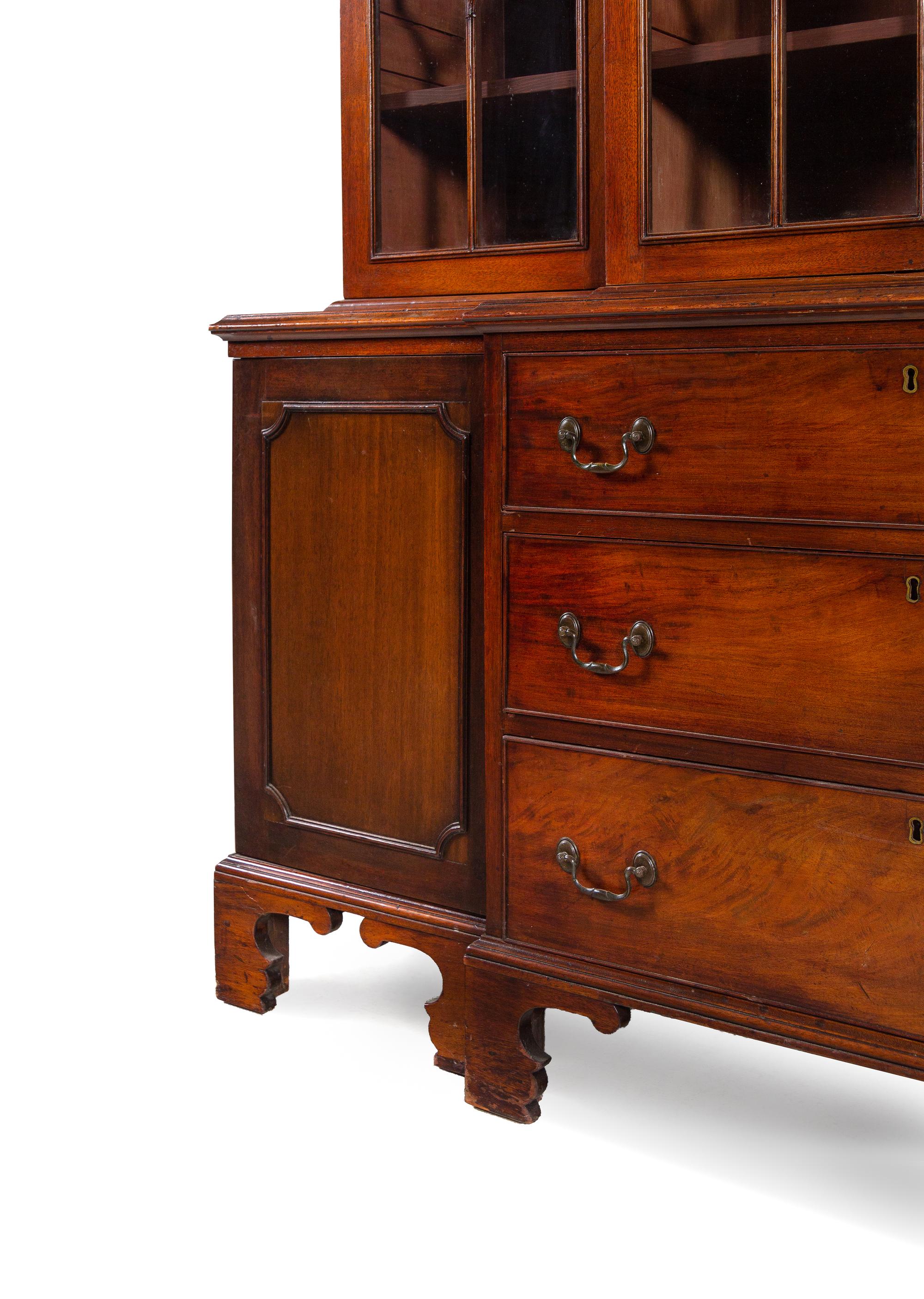 A George III Style Mahogany Breakfront Bookcase