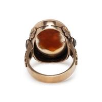 VICTORIAN, YELLOW GOLD, HARDSTONE CAMEO, AND DIAMOND RING